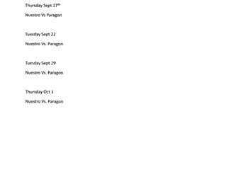 Schedule of games for flag football