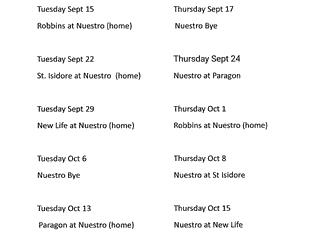 List of volleyball games for Nuestro School